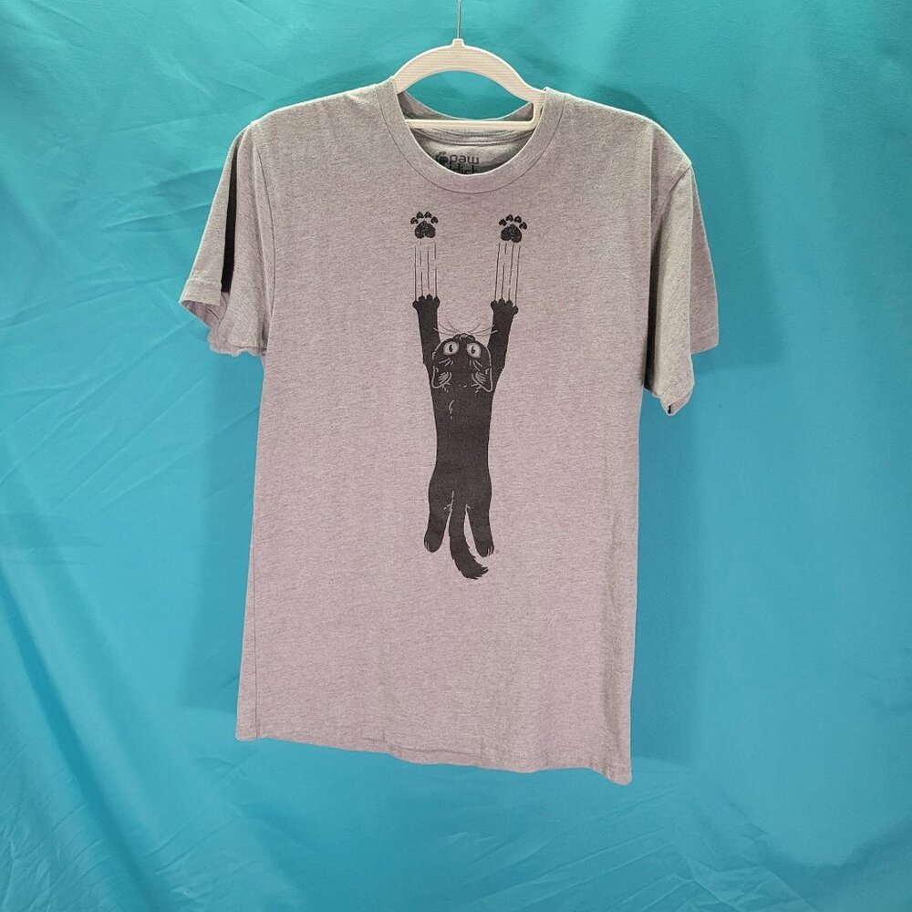 Paw Addict Grey Cat Scratch Graphic T-Shirt S
